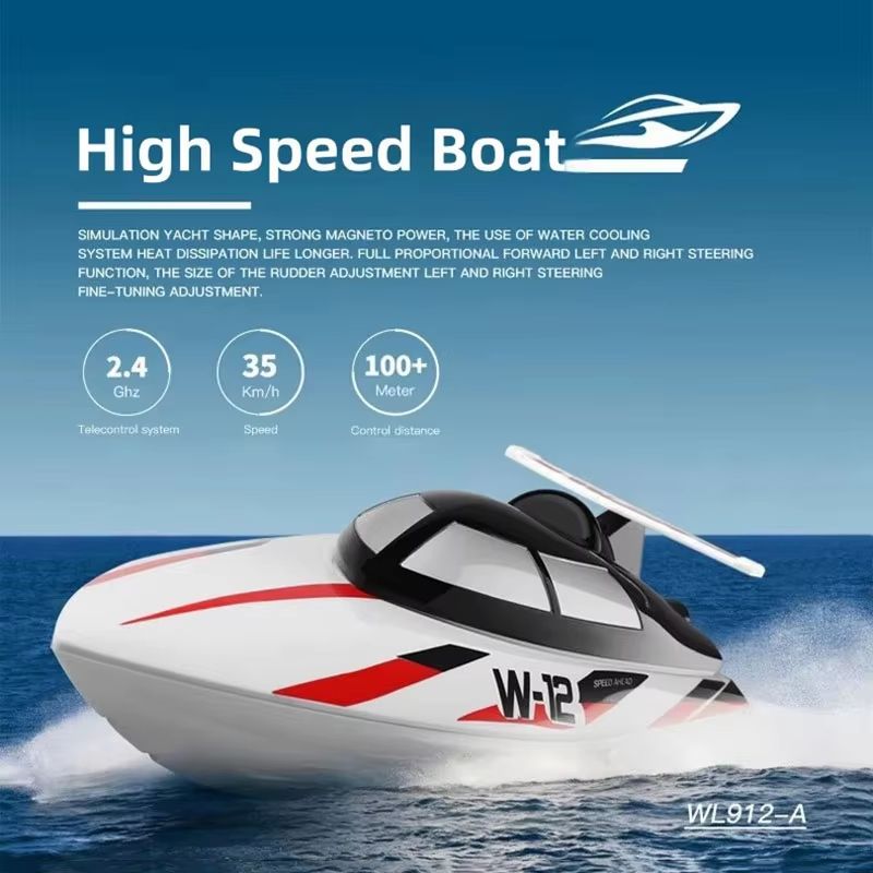 AquaRacer WL912-A High-Speed 22 MPH RC Racing Boat (2.4 GHz Remote Control)