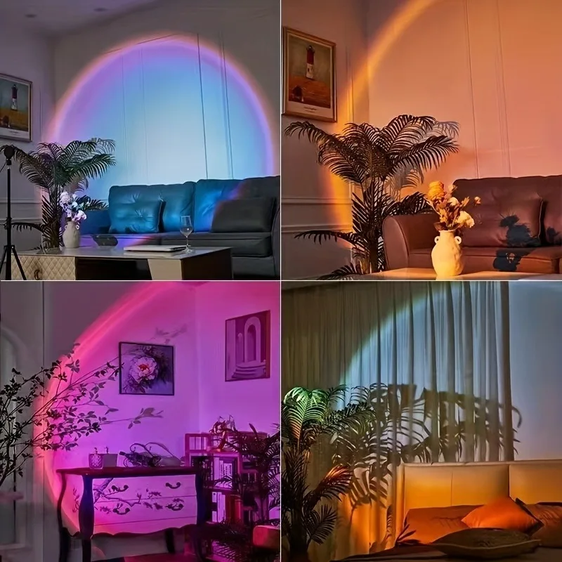 Neon Night Lamp Sunset Projector USB Sunset Light LED Rainbow Wall Atmosphere Lighting For Bedroom  2