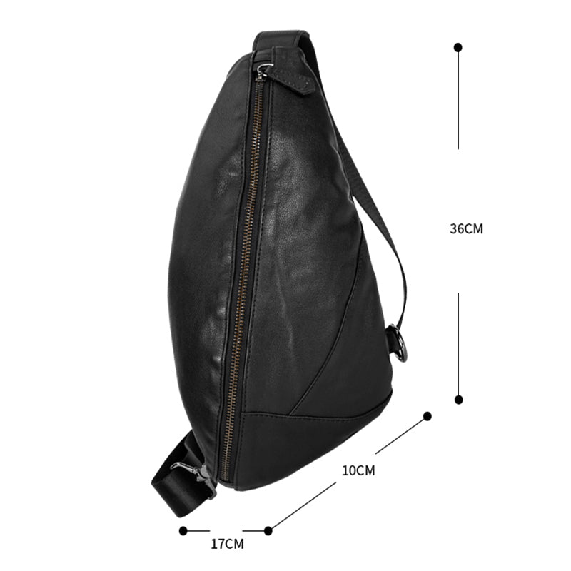 Mens Crossbody Black Bag Fashion Genuine Leather Chest Pack Small Messenger Shoulder Bag Leisure Sl 1