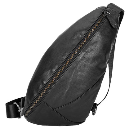 Mens Crossbody Black Bag Fashion Genuine Leather Chest Pack Small Messenger Shoulder Bag Leisure Sl 2