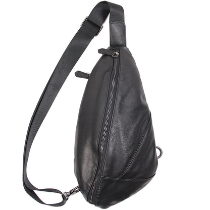 Mens Crossbody Black Bag Fashion Genuine Leather Chest Pack Small Messenger Shoulder Bag Leisure Sl 5