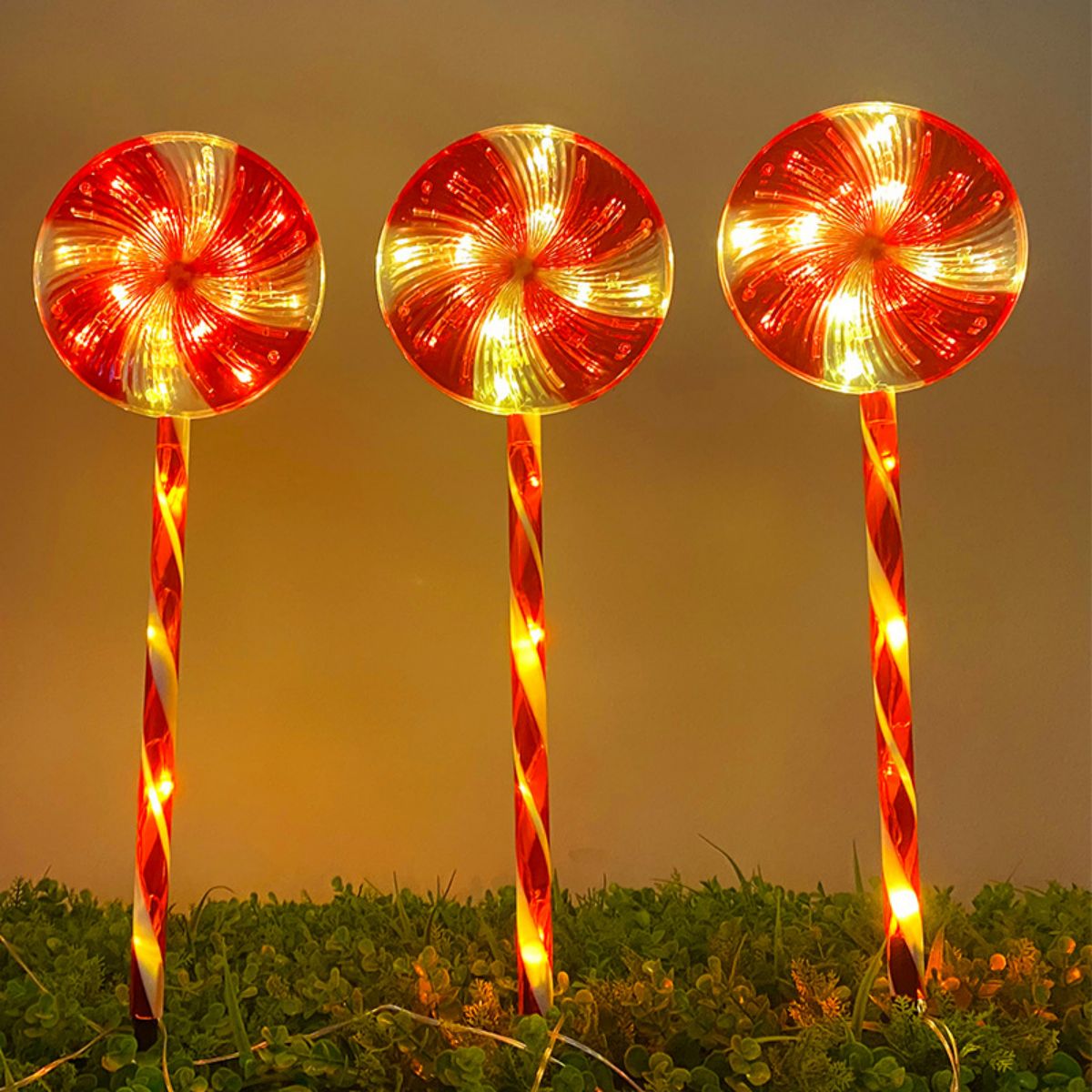 Outdoor Waterproof Christmas Candy Light, LED Solar Ground Inserted, Garden Courtyard Lawn Decoration Light Loll