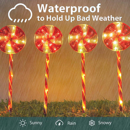 Outdoor Waterproof Christmas Candy Light, LED Solar Ground Inserted, Garden Courtyard Lawn Decoration Light Loll