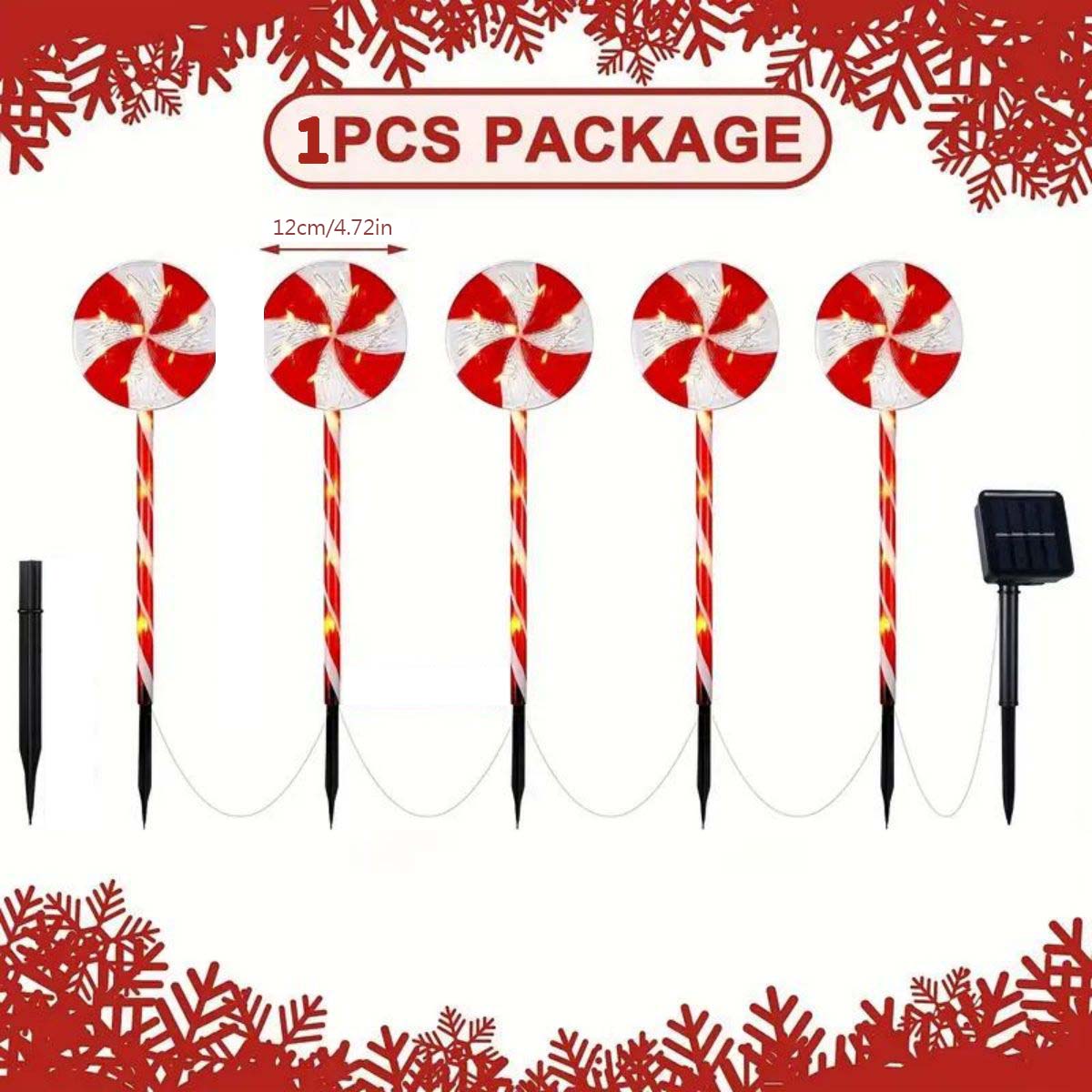 Outdoor Waterproof Christmas Candy Light, LED Solar Ground Inserted, Garden Courtyard Lawn Decoration Light Loll