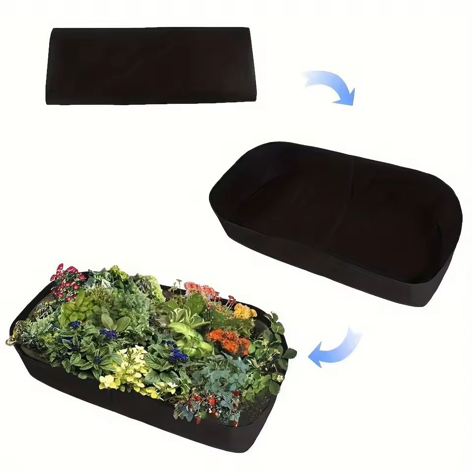 Breathable Fabric Elevated Garden Bed Rectangular Raised Planting Bag for Herbs, Flowers and Vegetables