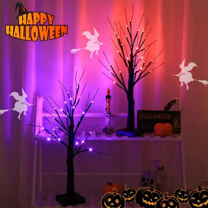 Birch Tree Lights  Orange And Purple Illuminated Halloween Battery Powered USB Decor Black Branch T 2