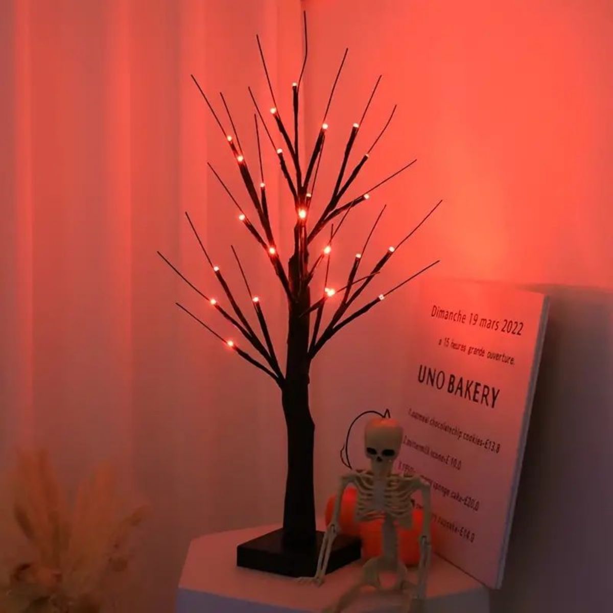 Birch Tree Lights  Orange And Purple Illuminated Halloween Battery Powered USB Decor Black Branch T 5