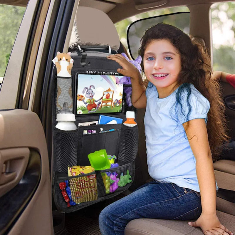Tablet Holder Car Bag, Oxford Fabric Car Back Multi Pocket, Seat Organizer, Storage Protector for Kids
