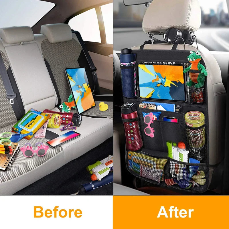 Tablet Holder Car Bag, Oxford Fabric Car Back Multi Pocket, Seat Organizer, Storage Protector for Kids