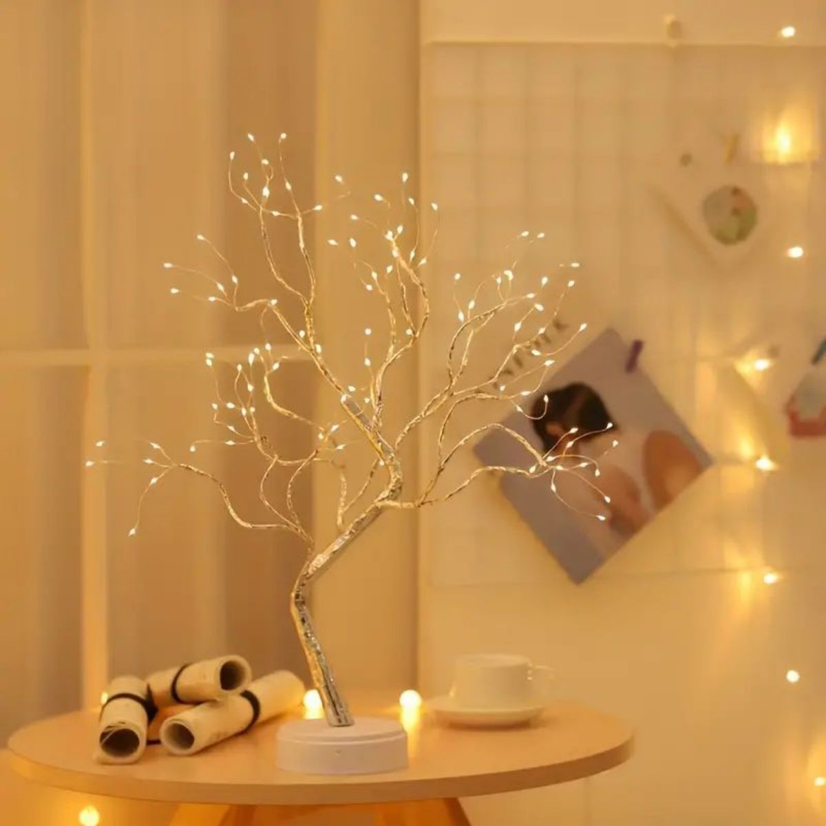 USB Battery Operated Starry Copper String Lights, LED Warm White Tree Lights, Indoor Outdoor Ramadan Lighting