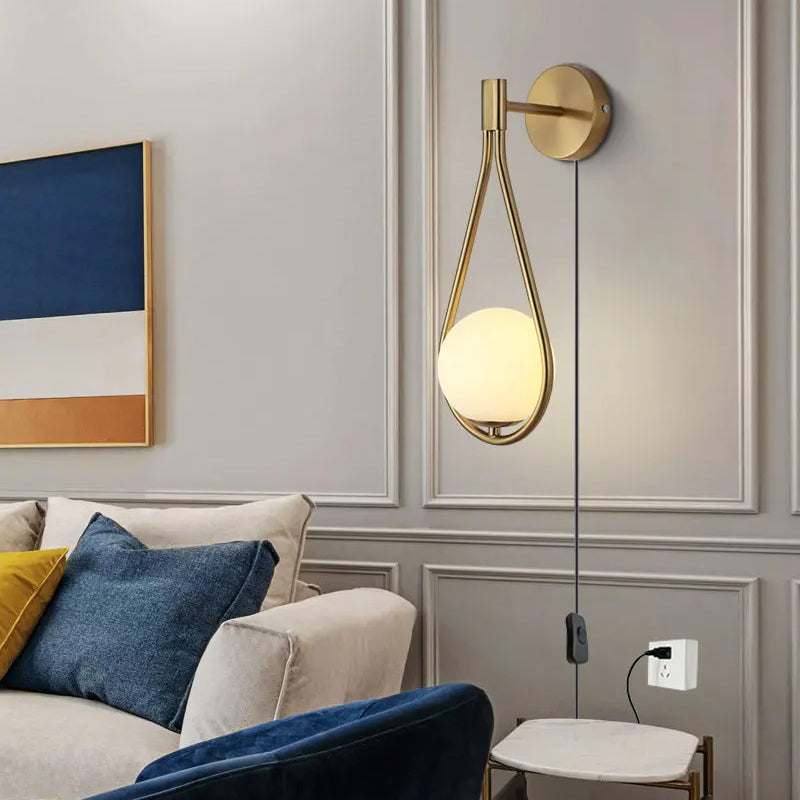 LED Wall Lamps with Bulb, Black Copper Indoor LED Wall Lights, With Plug Switch for Bedroom, Wall Sconce Decor