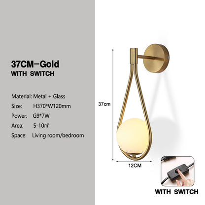 LED Wall Lamps with Bulb, Black Copper Indoor LED Wall Lights, With Plug Switch for Bedroom, Wall Sconce Decor