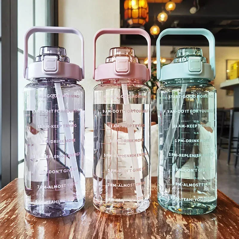 Portable Travel Water Bottle with Straw, Plastic Kettle Large, Sports Fitness Cup High Value, Adult Universal Big Fat