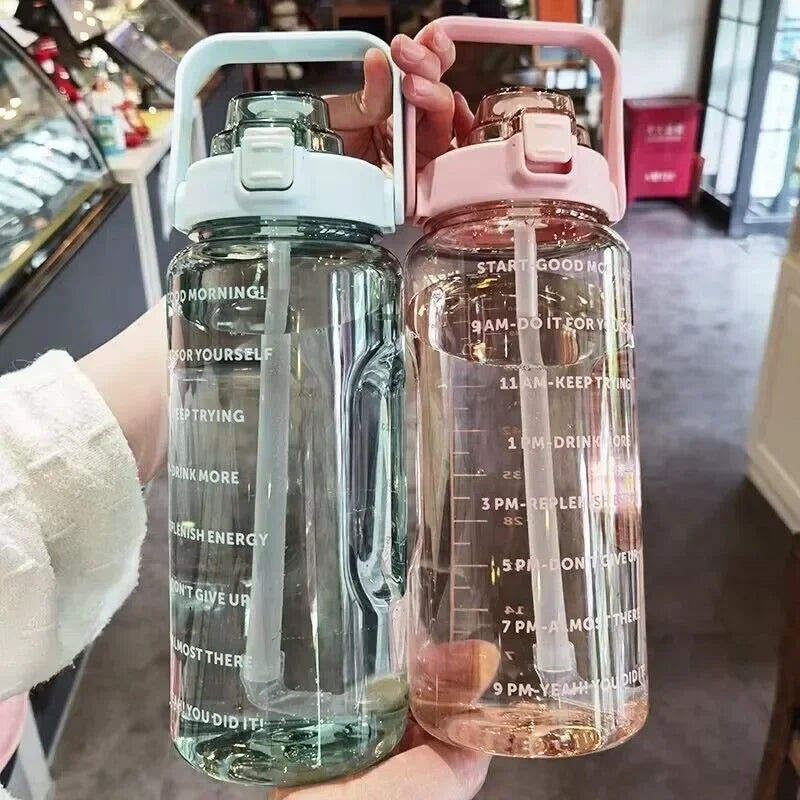 Portable Travel Water Bottle With Straw Plastic Kettle Large Sports Fitness Cup High Value Adult Un 2