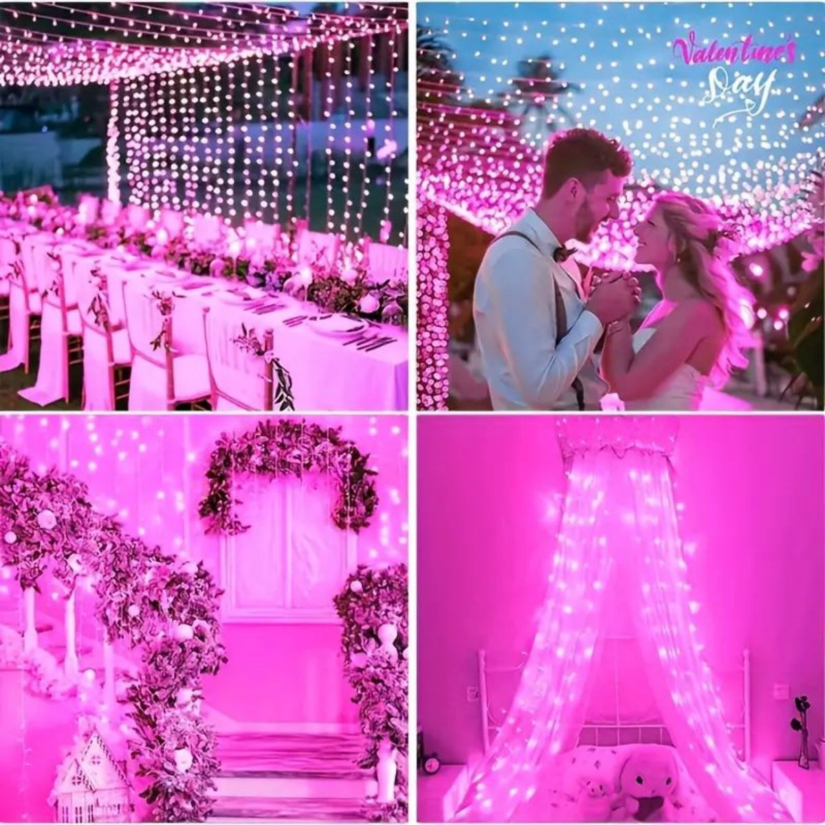 Shimmering LEDs Sparkling Pink Fairy Lights Valentines Day Wedding Christmas Decor Enchanting Modes 1