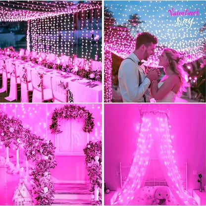 Shimmering LEDs Sparkling Pink Fairy Lights Valentines Day Wedding Christmas Decor Enchanting Modes 1