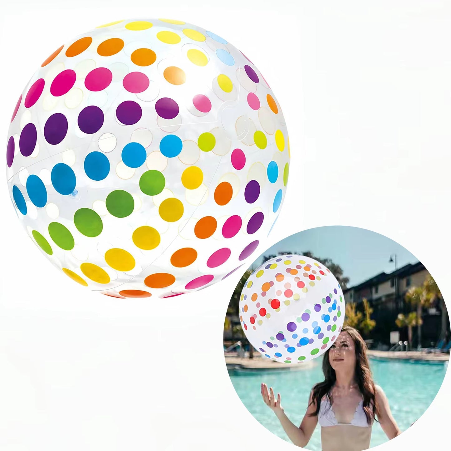 CrystalStripe 15 Transparent Striped Inflatable Beach Ball  Single Piece For Pool  Party 3