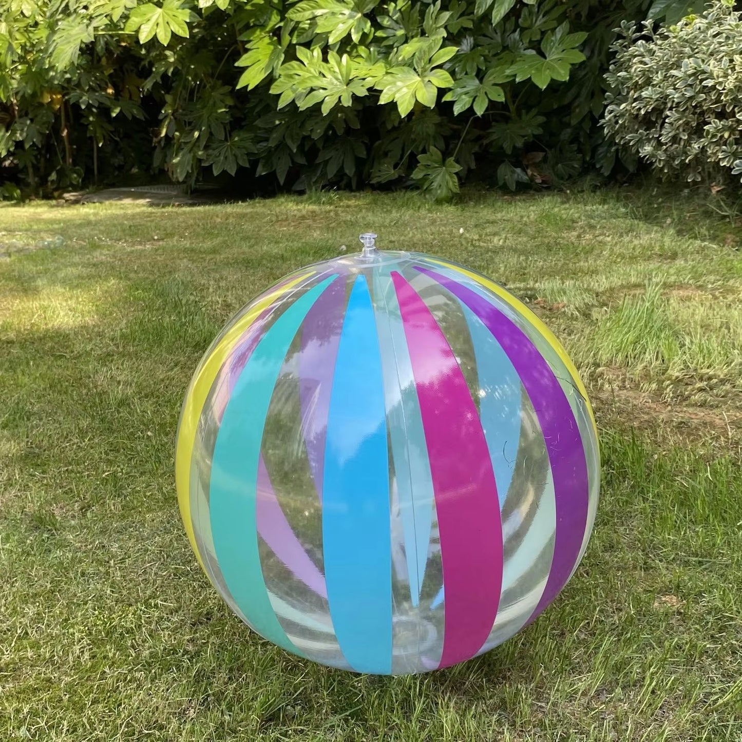 CrystalStripe 15 Transparent Striped Inflatable Beach Ball  Single Piece For Pool  Party 4
