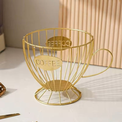 Metal Frame Coffee Capsule Storage Basket Premium Iron Base Organizer For Pods And Snacks 9