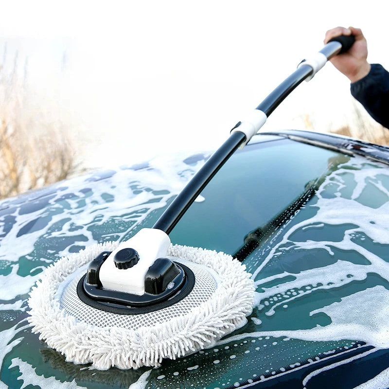 Car Cleaning Brush, Car Wash Brush, Telescoping Long Handle Mop, Soft Hair Chenille Broom, Universal Window