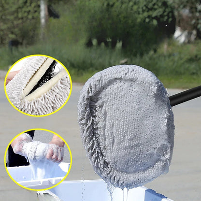 Car Cleaning Brush, Car Wash Brush, Telescoping Long Handle Mop, Soft Hair Chenille Broom, Universal Window