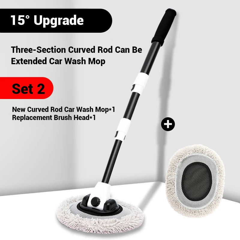 Car Cleaning Brush, Car Wash Brush, Telescoping Long Handle Mop, Soft Hair Chenille Broom, Universal Window
