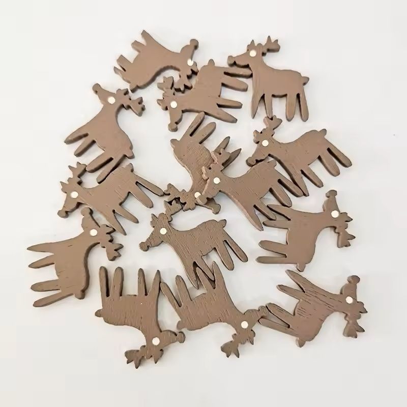50 Piece Christmas Wooden Buttons Set Assorted Decorative Embellishments for Sewing and DIY Decor