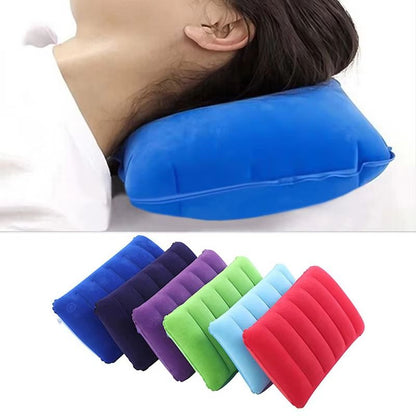 TravelEase Flocked Inflatable Neck Pillow – Ultra-Compact Support for Travel, Camping & Business Trips