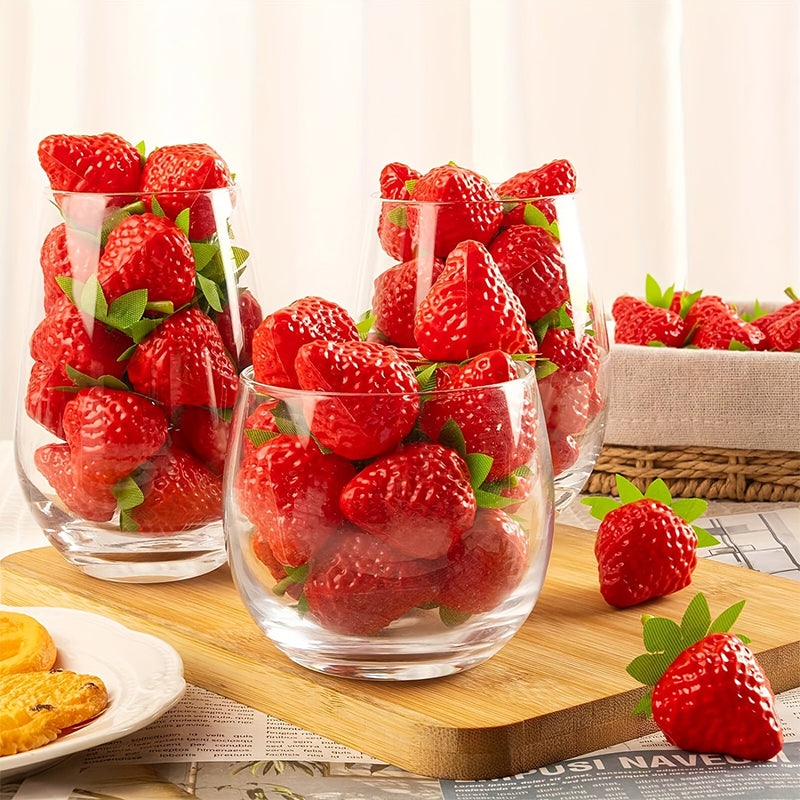 Artificial Strawberries Fake Fruit for Home Party Decor, Photography Prop, Holiday Decor for Halloween Day Celebration