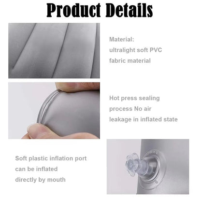 TravelEase Flocked Inflatable Neck Pillow  UltraCompact Support For Travel Camping  Business Trips 4