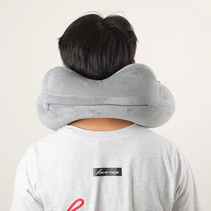 PressEase Inflatable Travel Neck Pillow  Compact PressToInflate Cushion For Travel Camping  Busines 2