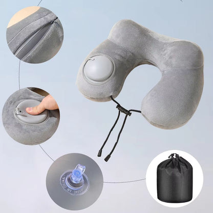 PressEase Inflatable Travel Neck Pillow  Compact PressToInflate Cushion For Travel Camping  Busines 5