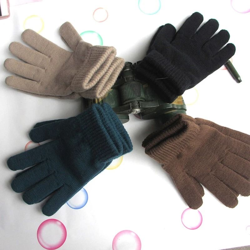 Women Knitted Winter Gloves Full Finger Mittens 2