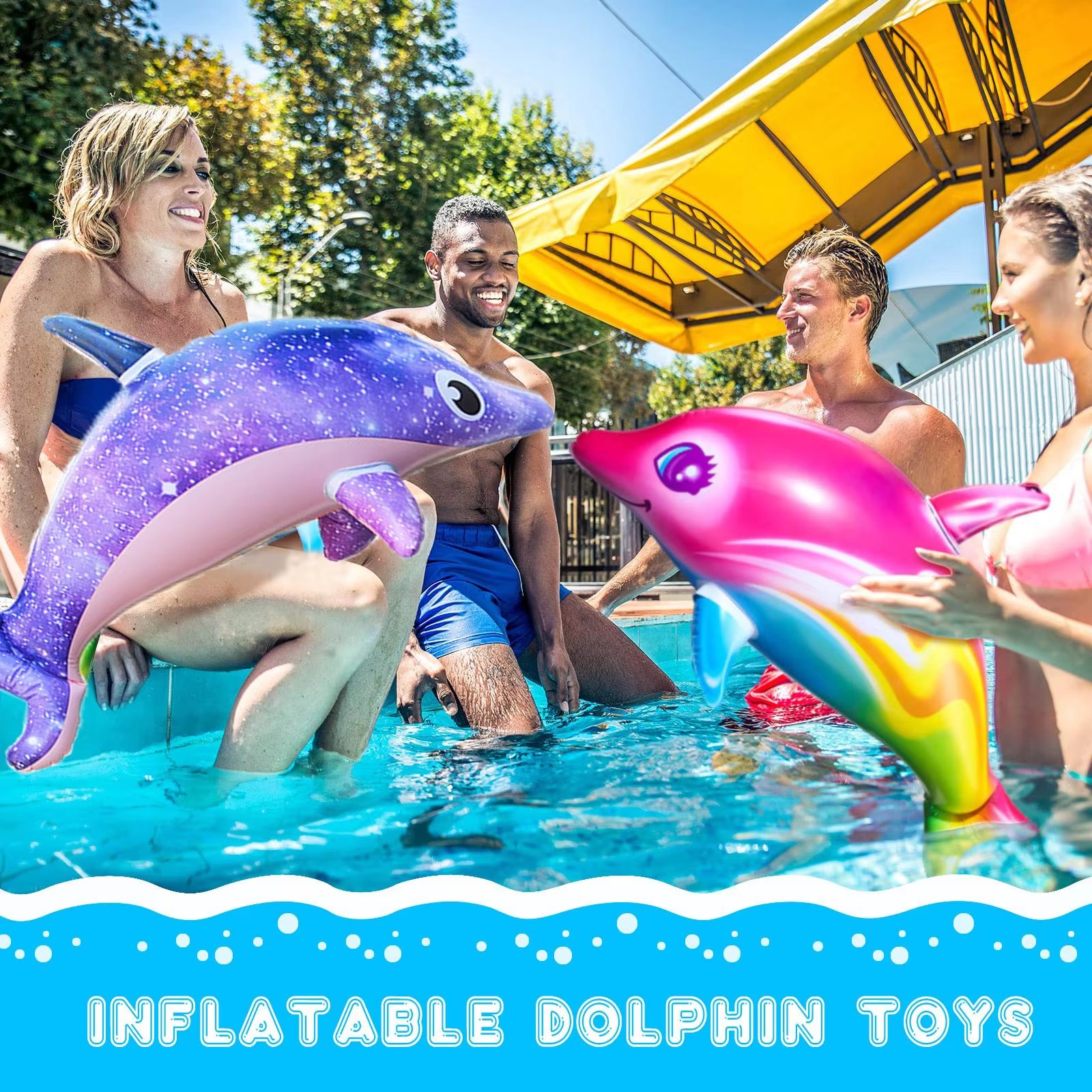 RainbowSplash Inflatable Dolphin Toy – Ocean-Theme Party & Pool Decoration