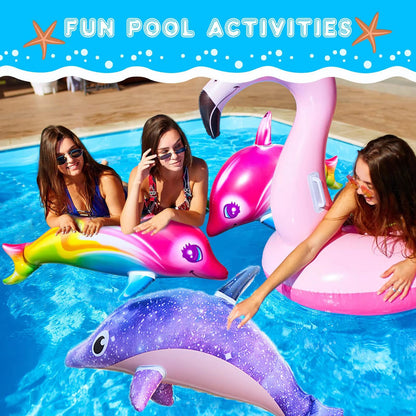 RainbowSplash Inflatable Dolphin Toy  OceanTheme Party  Pool Decoration 1