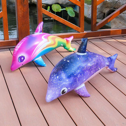 RainbowSplash Inflatable Dolphin Toy  OceanTheme Party  Pool Decoration 3