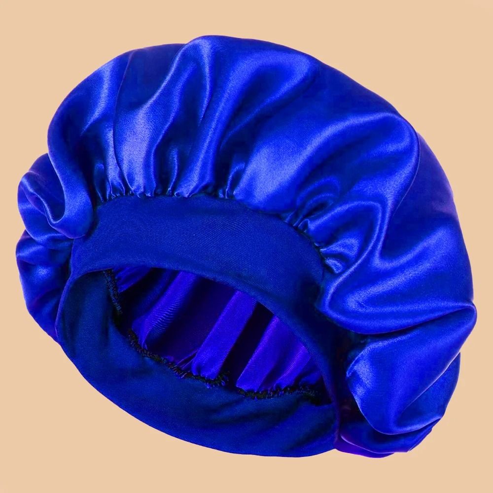 Women Satin Shower Cap Wide Brim Bonnet 11