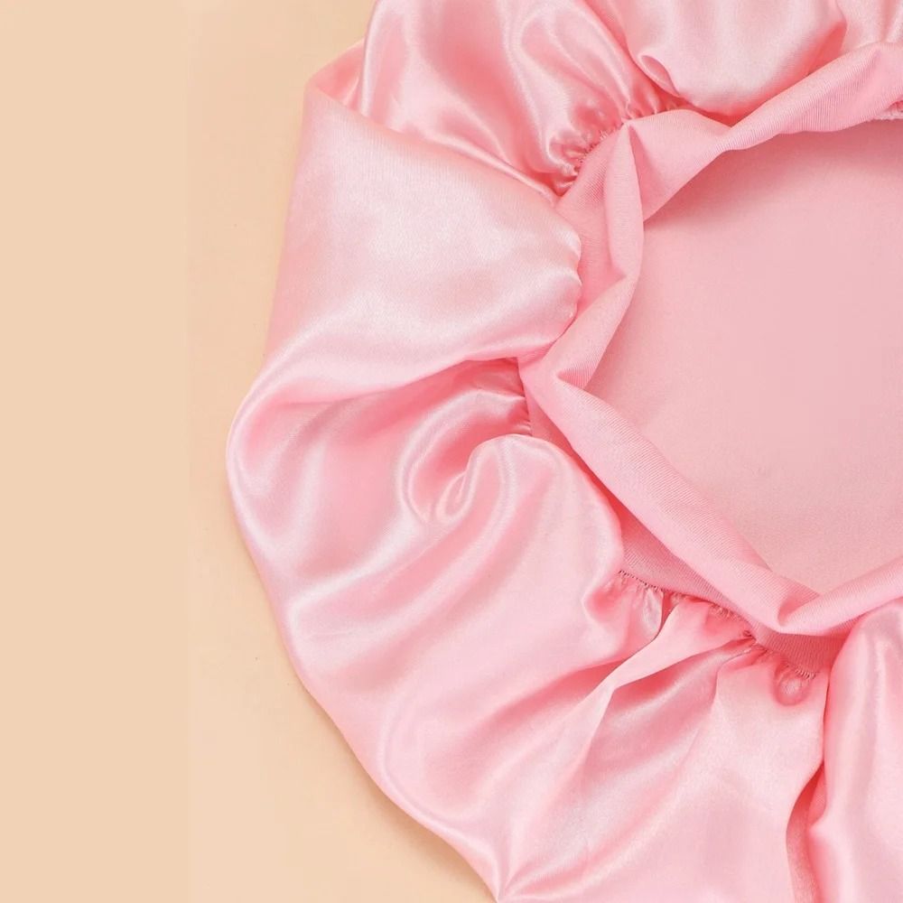 Women Satin Shower Cap Wide Brim Bonnet 5
