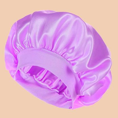 Women Satin Shower Cap Wide Brim Bonnet 13
