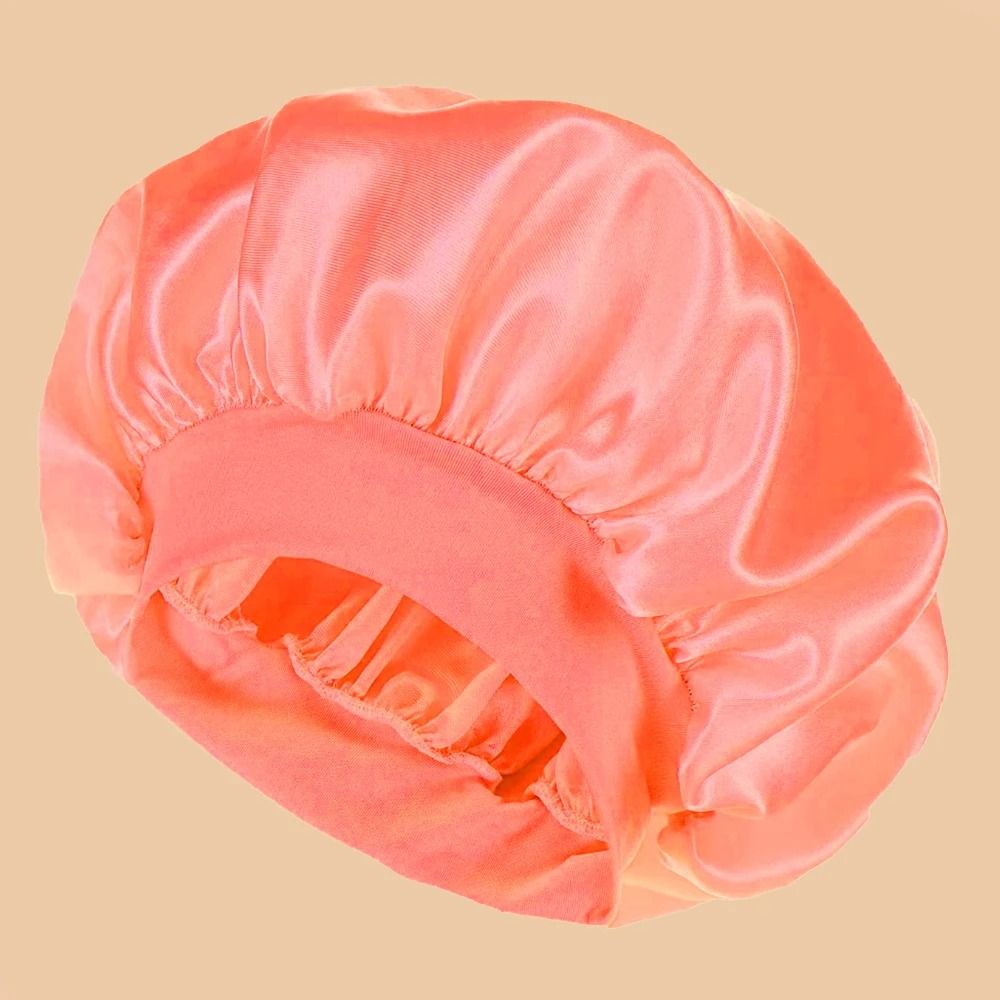 Women Satin Shower Cap Wide Brim Bonnet 14