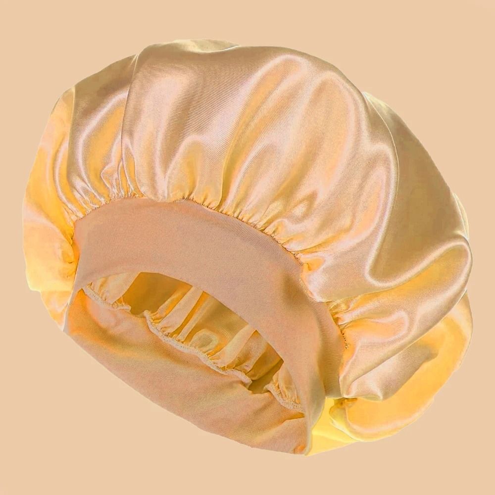 Women Satin Shower Cap Wide Brim Bonnet 19