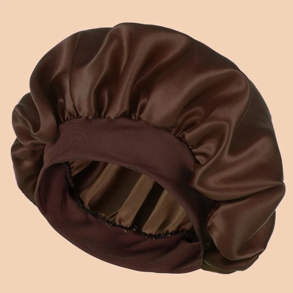 Women Satin Shower Cap Wide Brim Bonnet 20