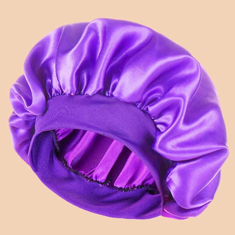 Women Satin Shower Cap Wide Brim Bonnet 21