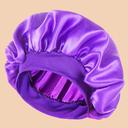 Women Satin Shower Cap Wide Brim Bonnet 21