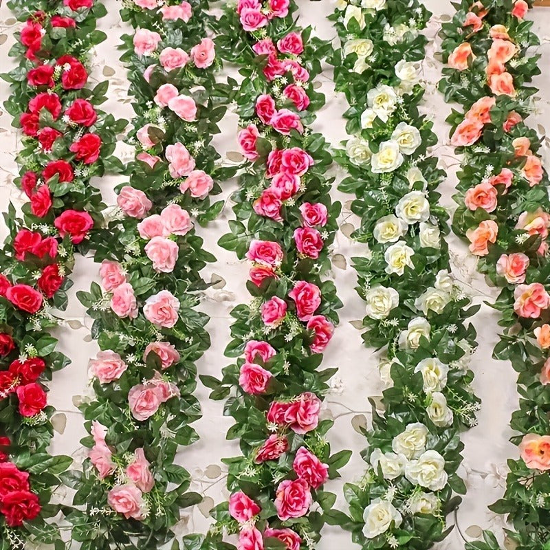 Artificial White Flower Fake Hanging Garland Flowers, Leaves Artificials, Fake Vine Plants Wedding Decoration