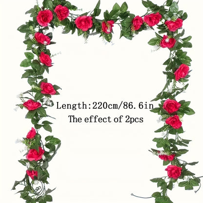Artificial White Flower Fake Hanging Garland Flowers, Leaves Artificials, Fake Vine Plants Wedding Decoration