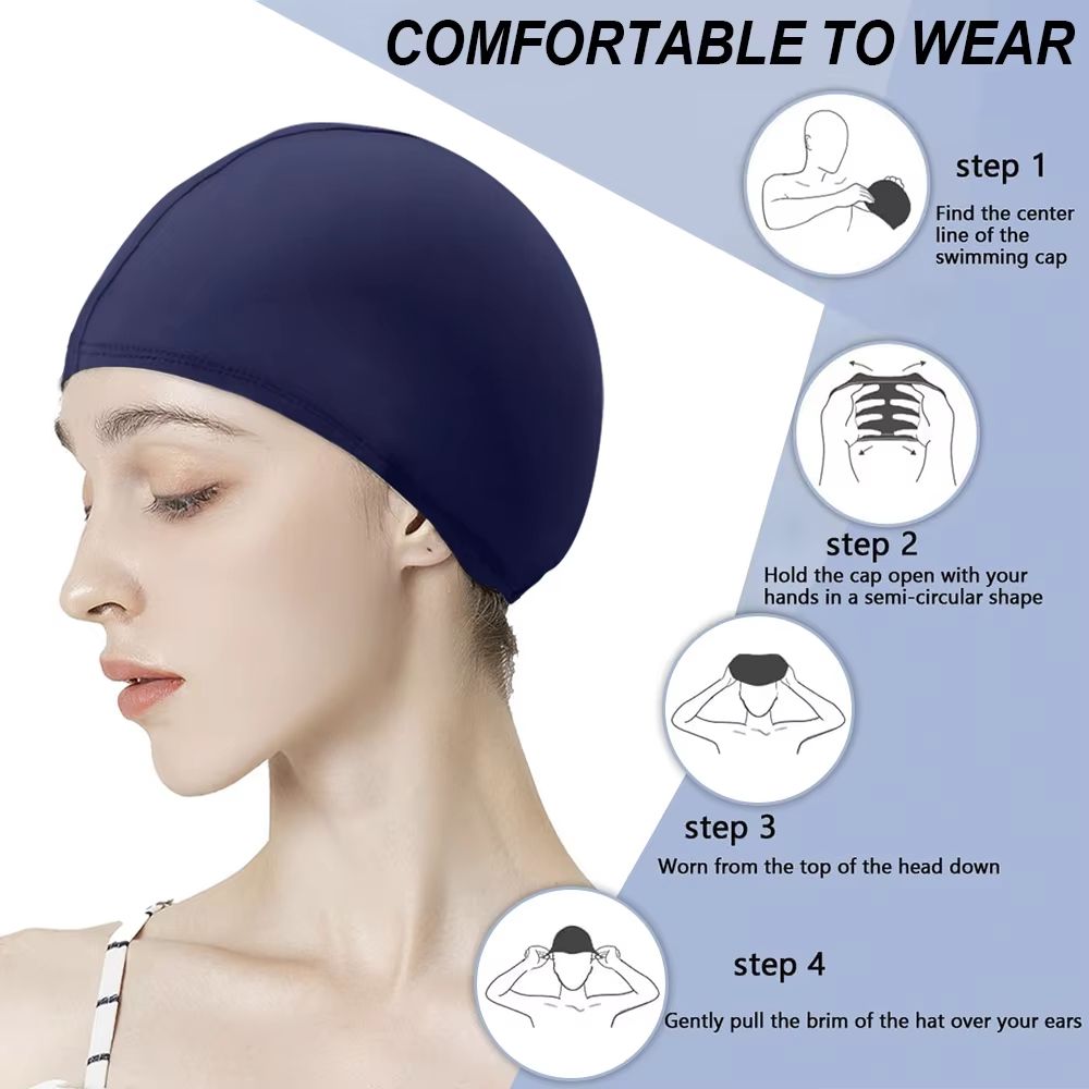 HydroFlex Adult Polyester Swim Cap  HighStretch Fabric Bathing Hat For Pool Travel  Leisure 4
