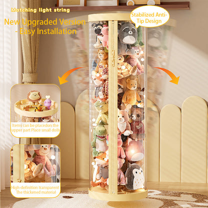 Children Dolls Plush Toys, Transparent Storage Box, Perfect for Christmas, Halloween Decor, Storage Cylinder with Lid