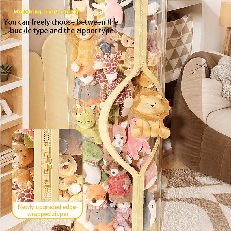 Children Dolls Plush Toys, Transparent Storage Box, Perfect for Christmas, Halloween Decor, Storage Cylinder with Lid