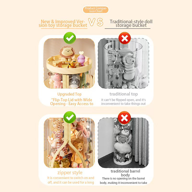 Children Dolls Plush Toys, Transparent Storage Box, Perfect for Christmas, Halloween Decor, Storage Cylinder with Lid